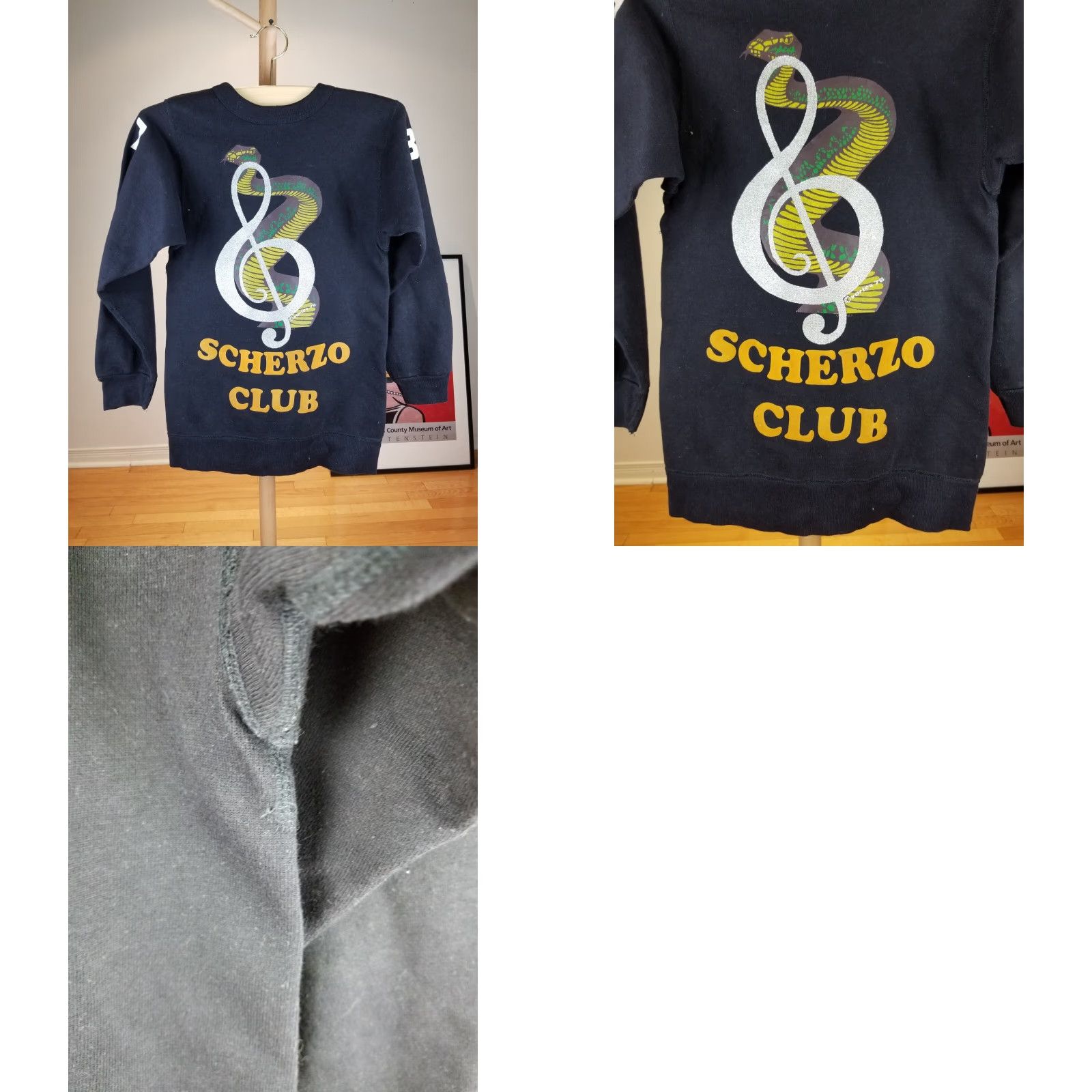 Vintage VINTAGE Unbranded Sweatshirt SHIRT Navy Cotton 60's FRUIT THE LOOM SCHERZO CLUB TIGER DRAGON Cross Shoulder 22 INCH 25 INCH SZ S Mens Size US S / EU 44-46 / 1 - 8 Thumbnail