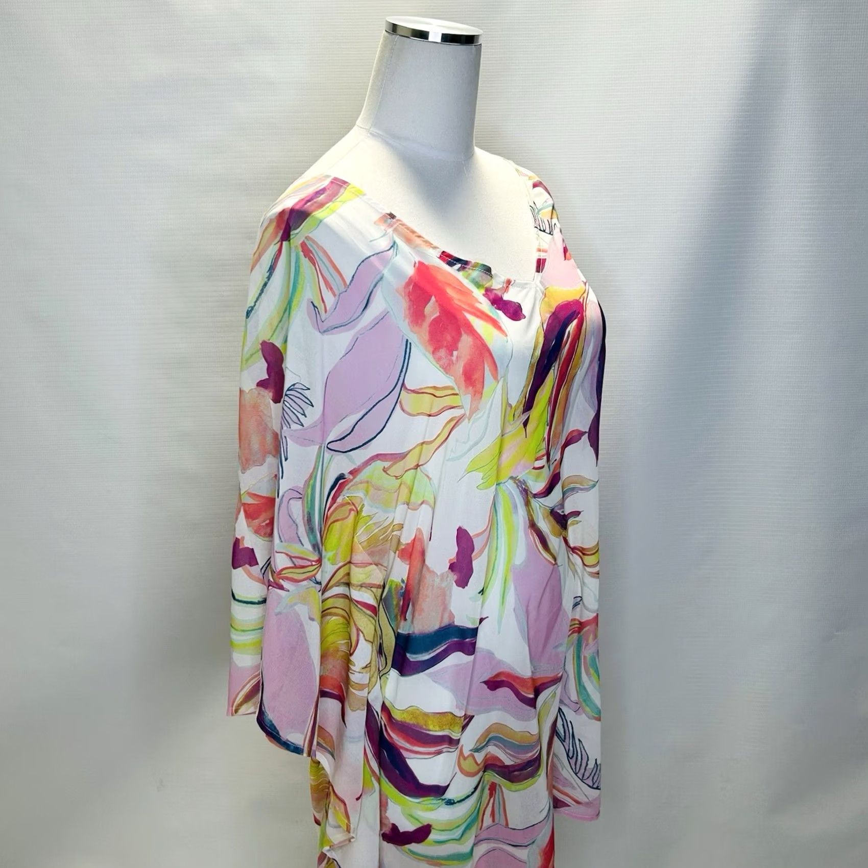 Vintage Soma Swim Chiffon Caftan Cover Up Womens M/L Pastels Abstract Floral Beach Shirt Dress? Size ONE SIZE - 6 Thumbnail