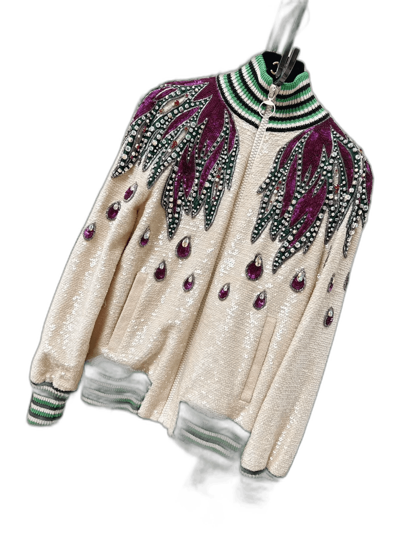 Gucci Gucci Embellished Beige Baseball Jacket-2506 Size XS / US 0-2 / IT 36-38 - 1 Thumbnail