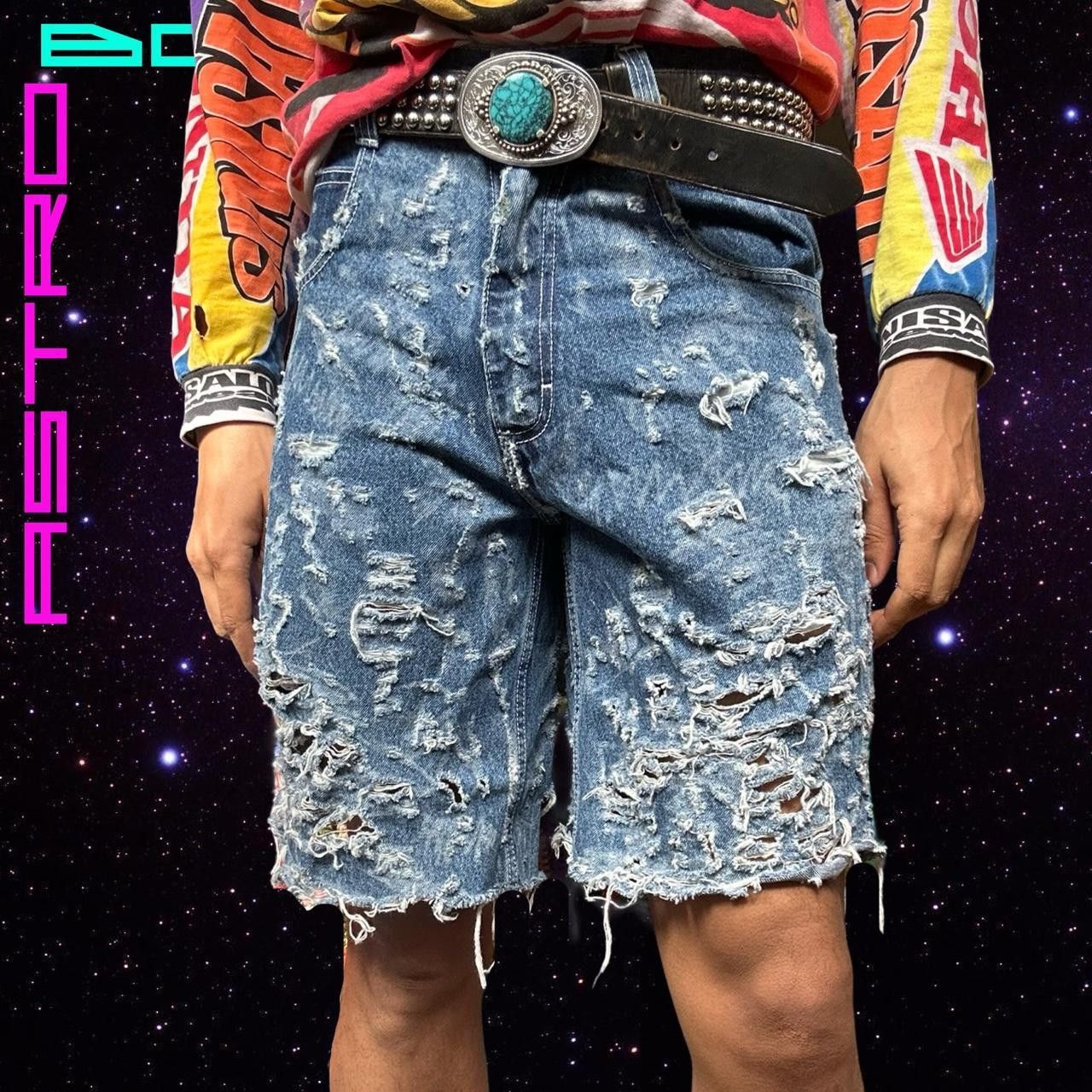 Southpole ASTROBOI* CUSTOM SOUTHPOLE RIPPED DENIM SHORTS Size US 30 / EU 46 - 1 Thumbnail