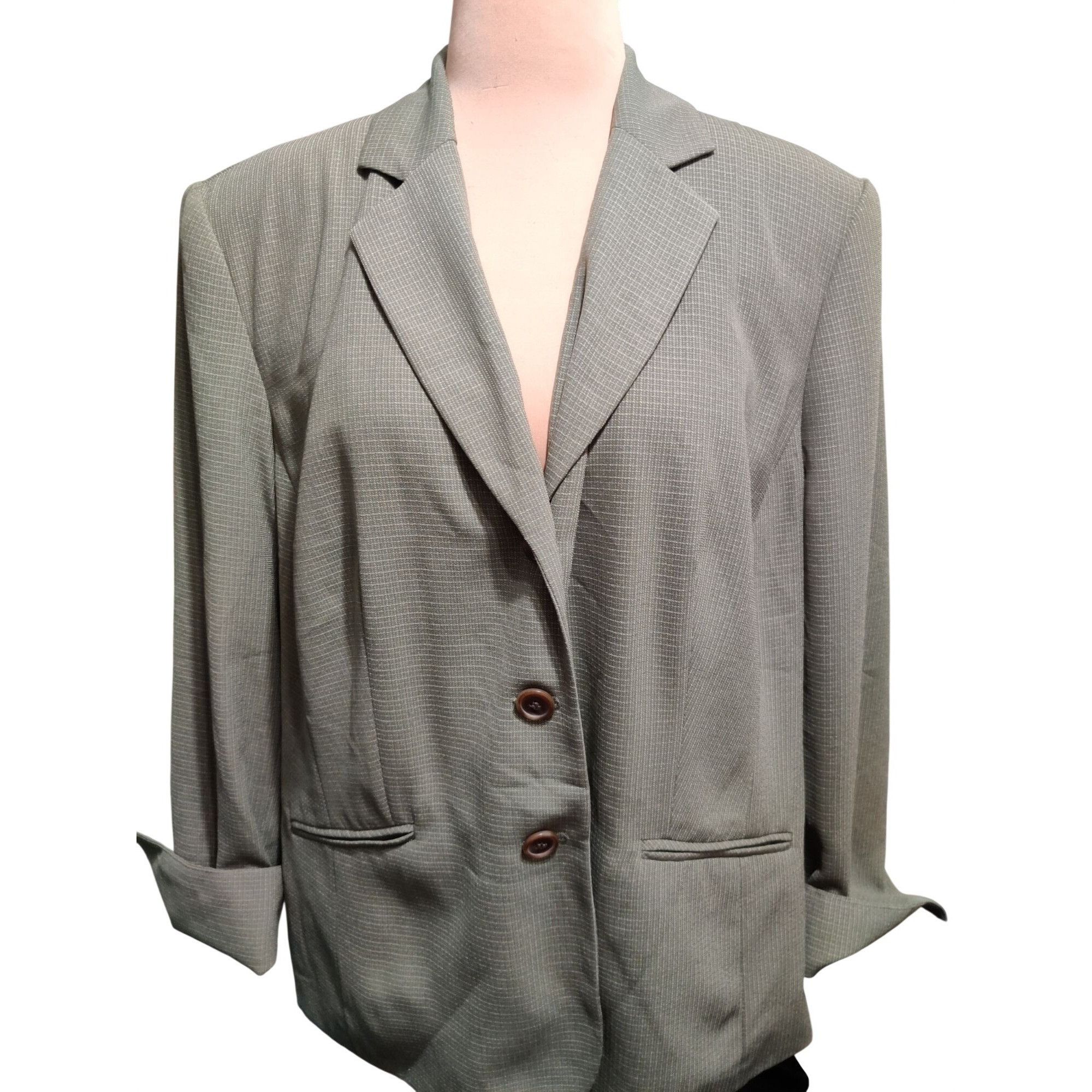 Vintage Vintage Evan Picone 20W Plus Size Green Microcheck Tailored Size XXL / US 16-18 / IT 52-54 - 1 Thumbnail