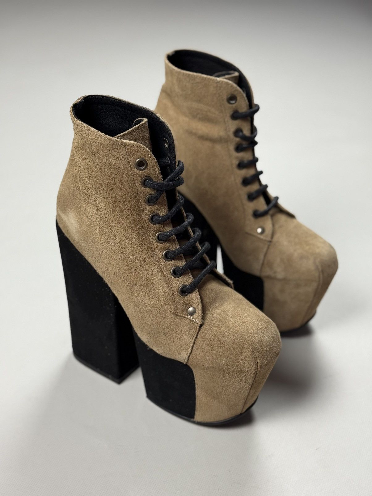 Jeffrey Campbell Avant-Garde Suede Block Heeled Platform Boots Shoes Size US 7 / IT 37 - 3 Thumbnail