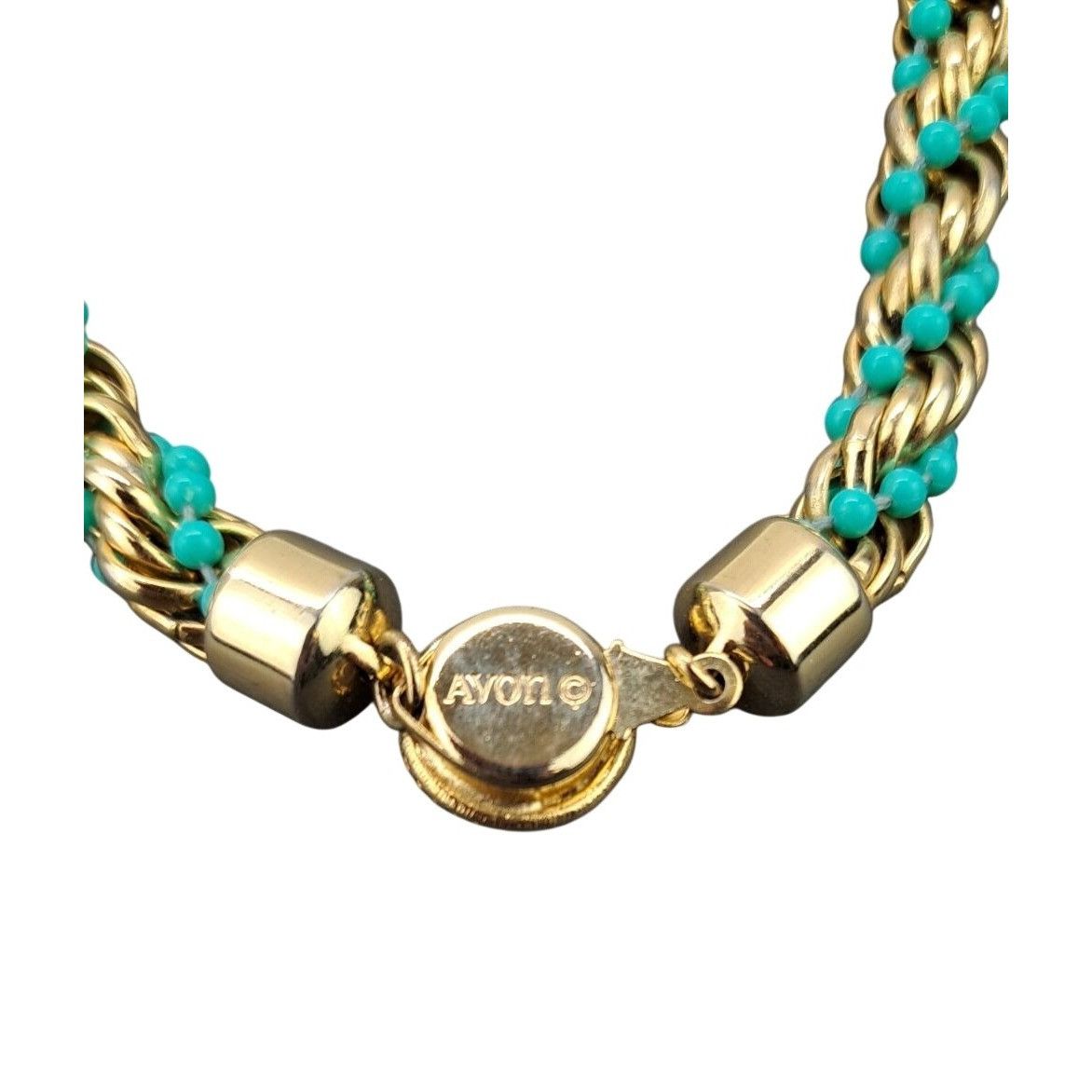 Other Vintage Avon Gold Tone Faux Turquoise Beaded Twist Necklace Size ONE SIZE - 4 Thumbnail