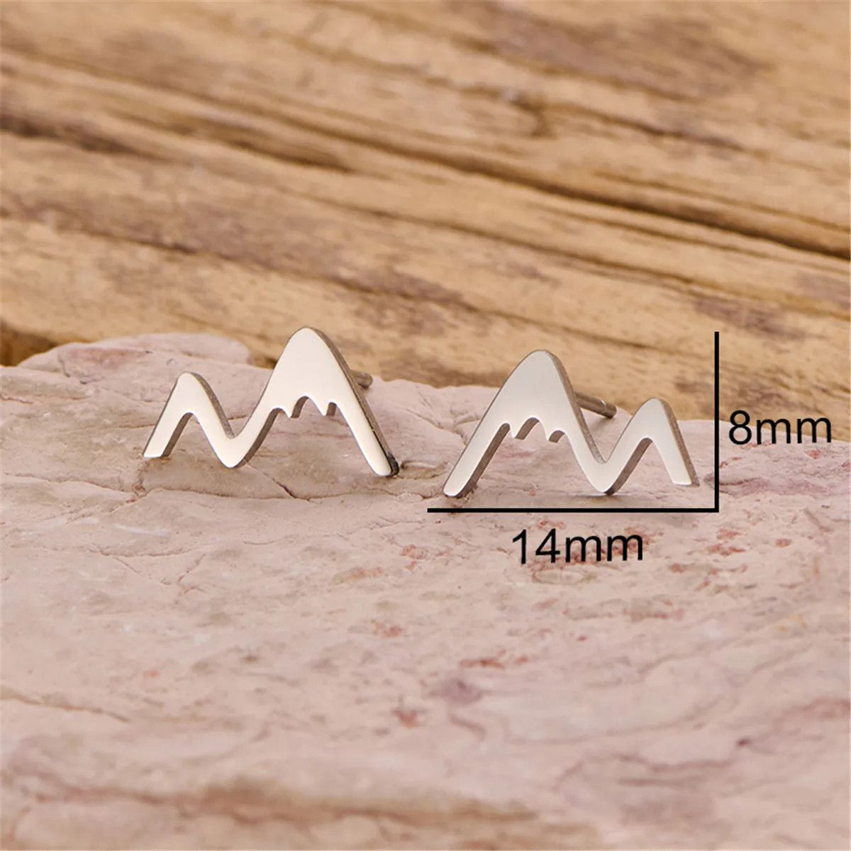 Jewelry Mini Mountain Peak Stud Earrings Charm Earring Gift Size ONE SIZE - 2 Thumbnail