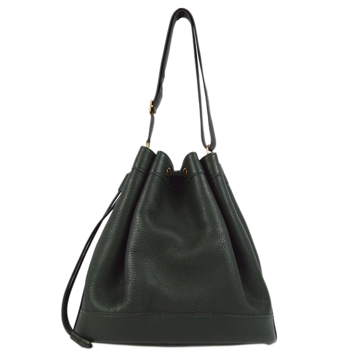 image of Hermes 1998 Green Taurillon Clemence Market Gm Drawstring Shoulder Bag 172148, Women's
