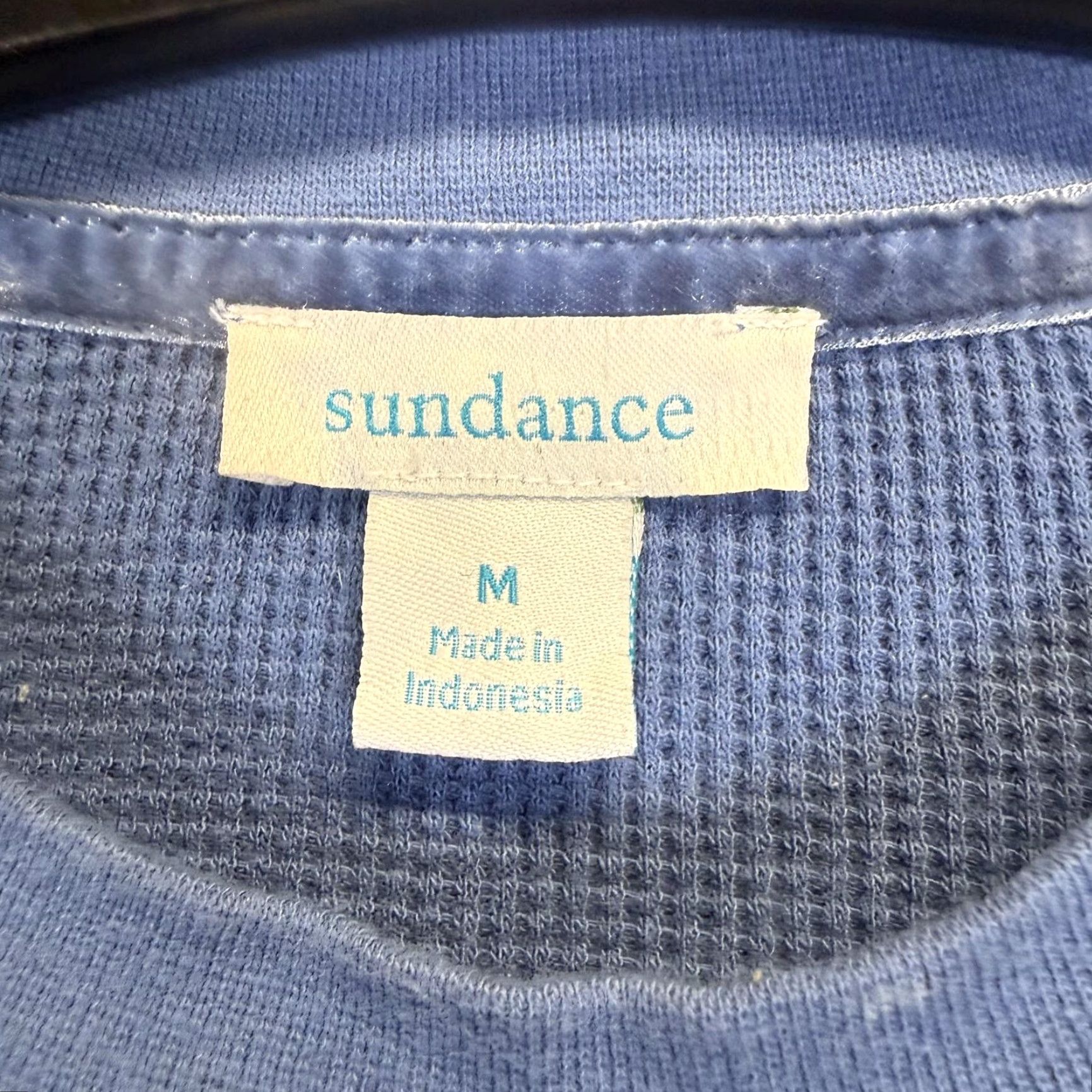 Vintage Sundance Women's Blue Cotton Long Sleeve T-Shirt Top Stretch M Medium Blouse Shirt Womens Size M / US 6-8 / IT 42-44 - 4 Thumbnail