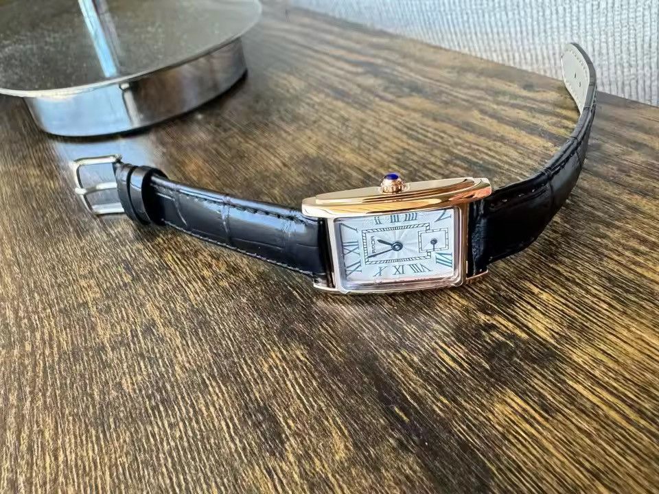 Jewelry RECTANGULAR Watch - Roman Numeral Dial - Embossed Leather Size ONE SIZE - 3 Thumbnail