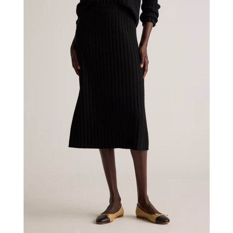 Quince Quince Mongolian Cashmere Black Midi Skirt NWT Size S Size 27" / US 4 / IT 40 - 1 Thumbnail