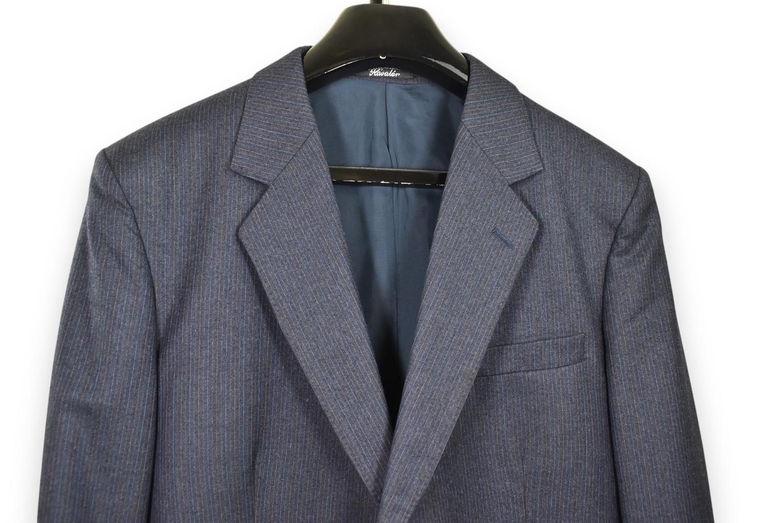 Designer Kavaler Men’s Wool Suit Blazer – Vintage Black Stripped L Size 42R - 2 Thumbnail