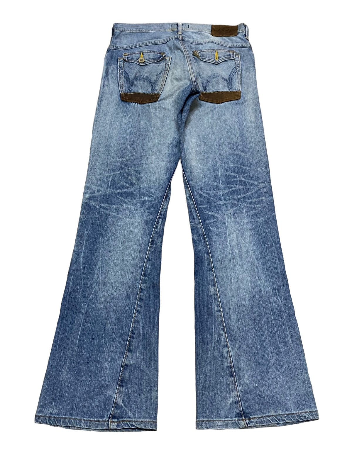 Edwin × If Six Was Nine Rare Design Vintage Brand Edwin Blue Trip Flared Jeans 1990s Size US 32 / EU 48 - 2 Thumbnail