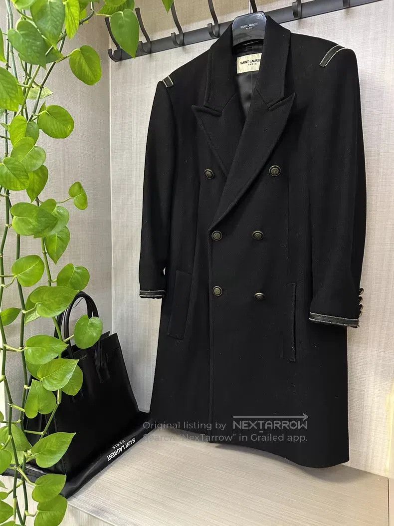 Saint Laurent Paris Saint Laurent Paris Navy gold button coat i Size US M / EU 48-50 / 2 - 1 Thumbnail