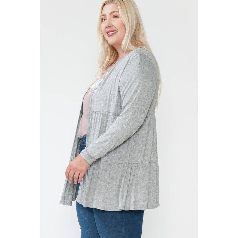 Other Womens Plus Size 1X Gray Tiered Open Cardigan Sweater Size XL / US 12-14 / IT 48-50 - 3 Thumbnail