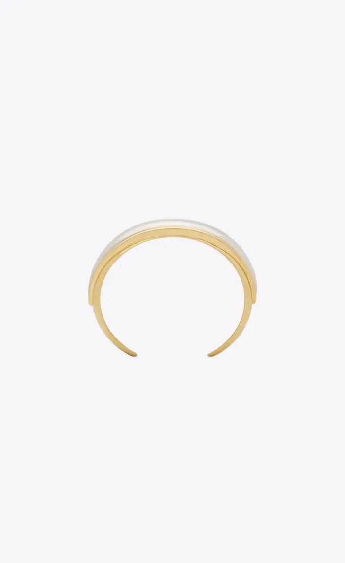 Saint Laurent Paris o1bcso1str0226 Size:S/Dome Cuff In Metal in Golden Size ONE SIZE - 2 Thumbnail