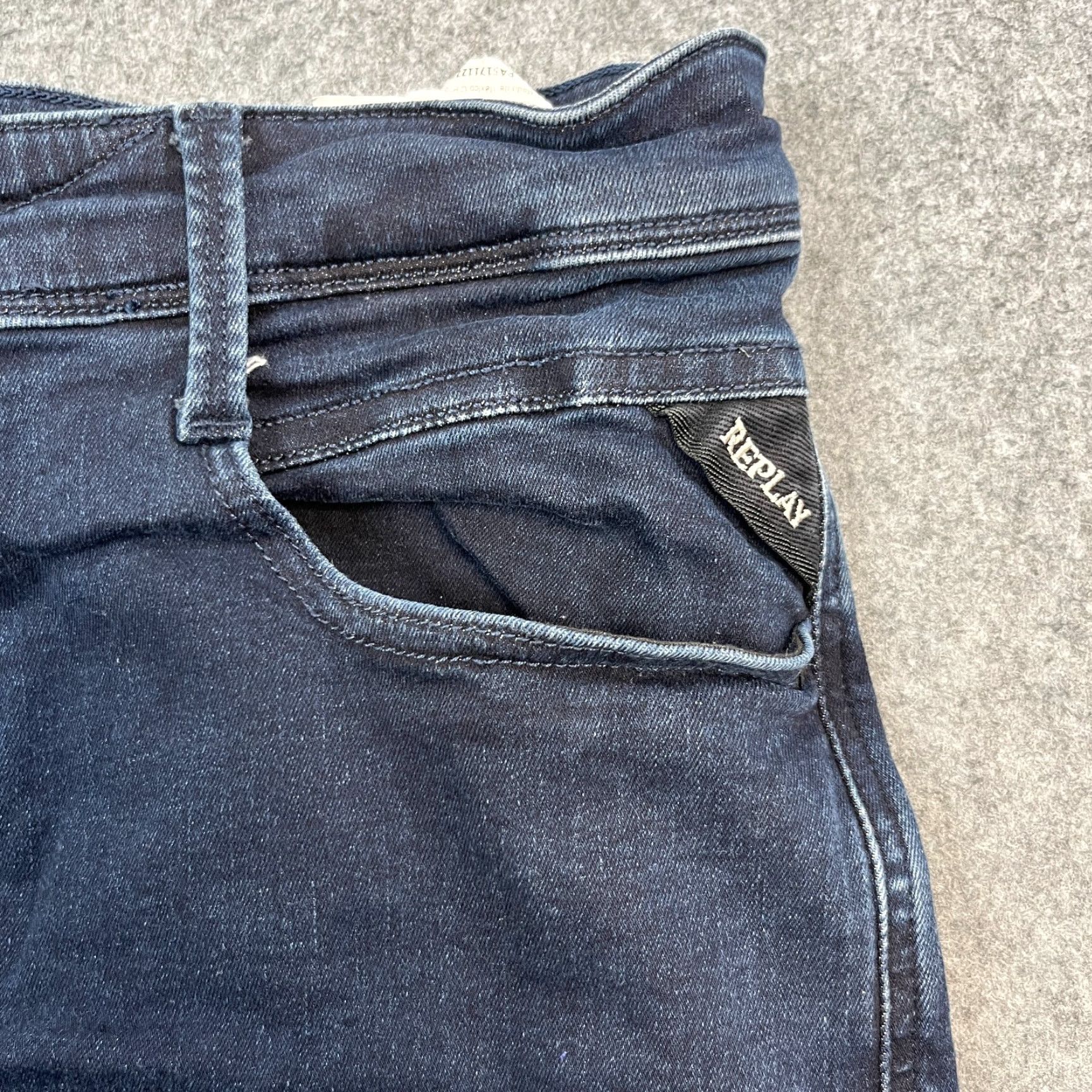 Replay Replay Anbass Mens Jeans Slim Skinny 32 Dark Wash Blue Stretch Zip Fly Denim 5-Pocket Style Slim Men Jeans Brand Replay Anbass Size US 32 / EU 48 - 7 Thumbnail