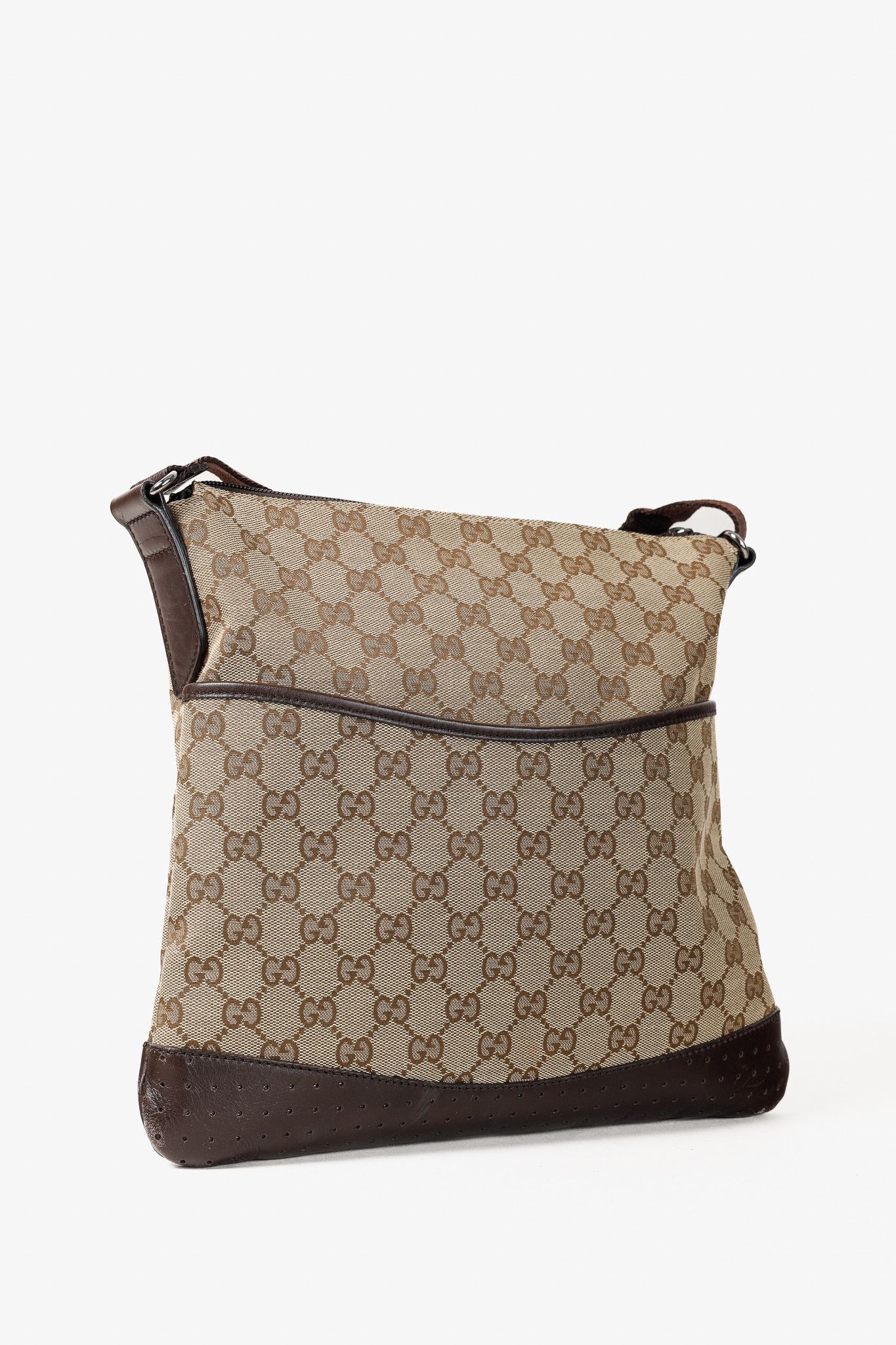 Gucci Gucci GG Monogram Canvas Brown Leather Trim Messenger Bag Size ONE SIZE - 2 Thumbnail