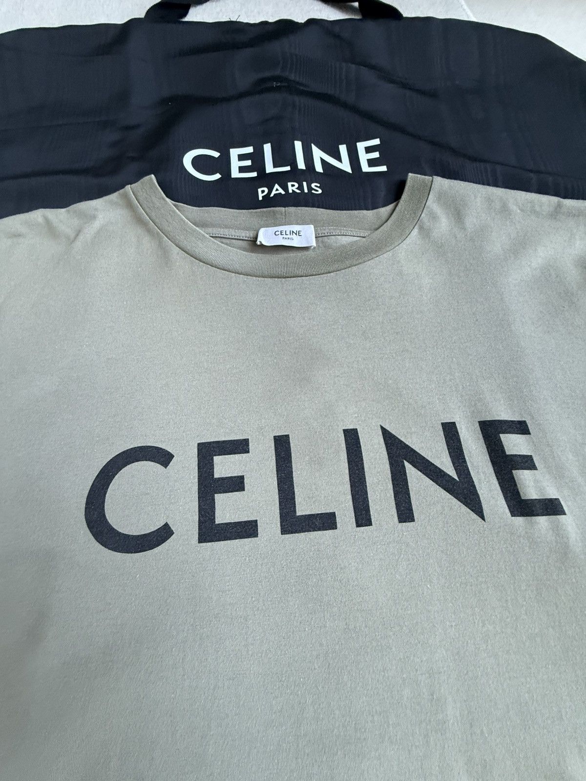 Celine Celine logo t shirt Hedi Slimane khaki green M grail Size US M / EU 48-50 / 2 - 21 Thumbnail