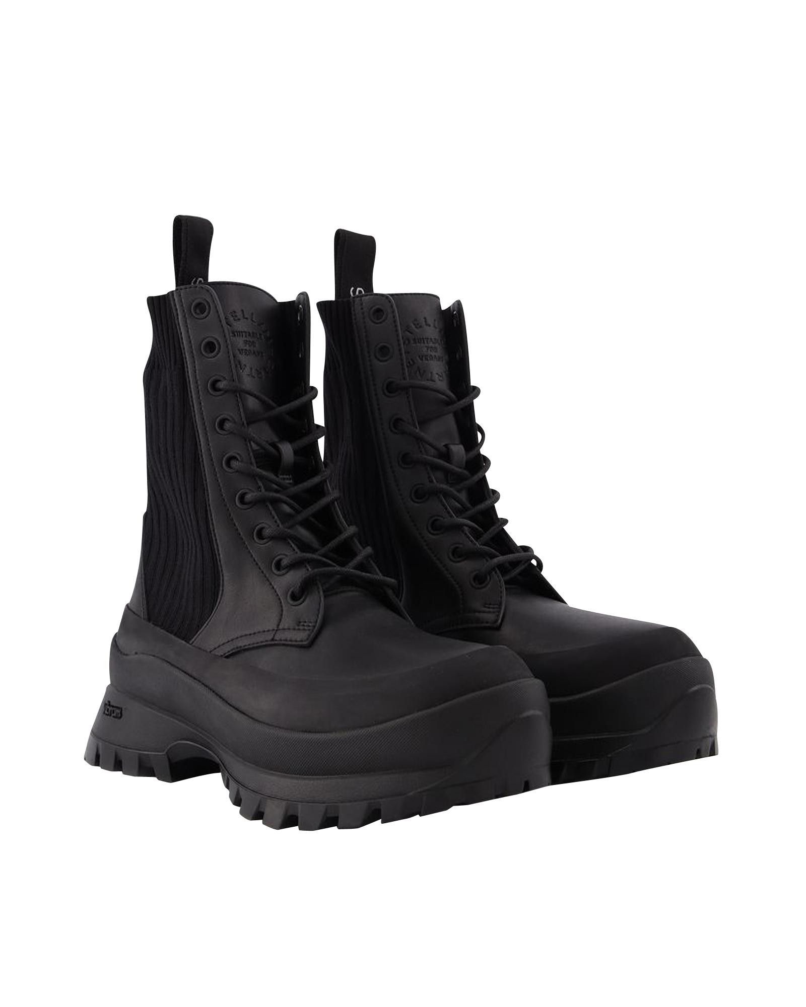 image of Stella Mccartney Black Leather Ankle Boots With 5Cm Platform And Side Zip Closure, Women's (Size 11