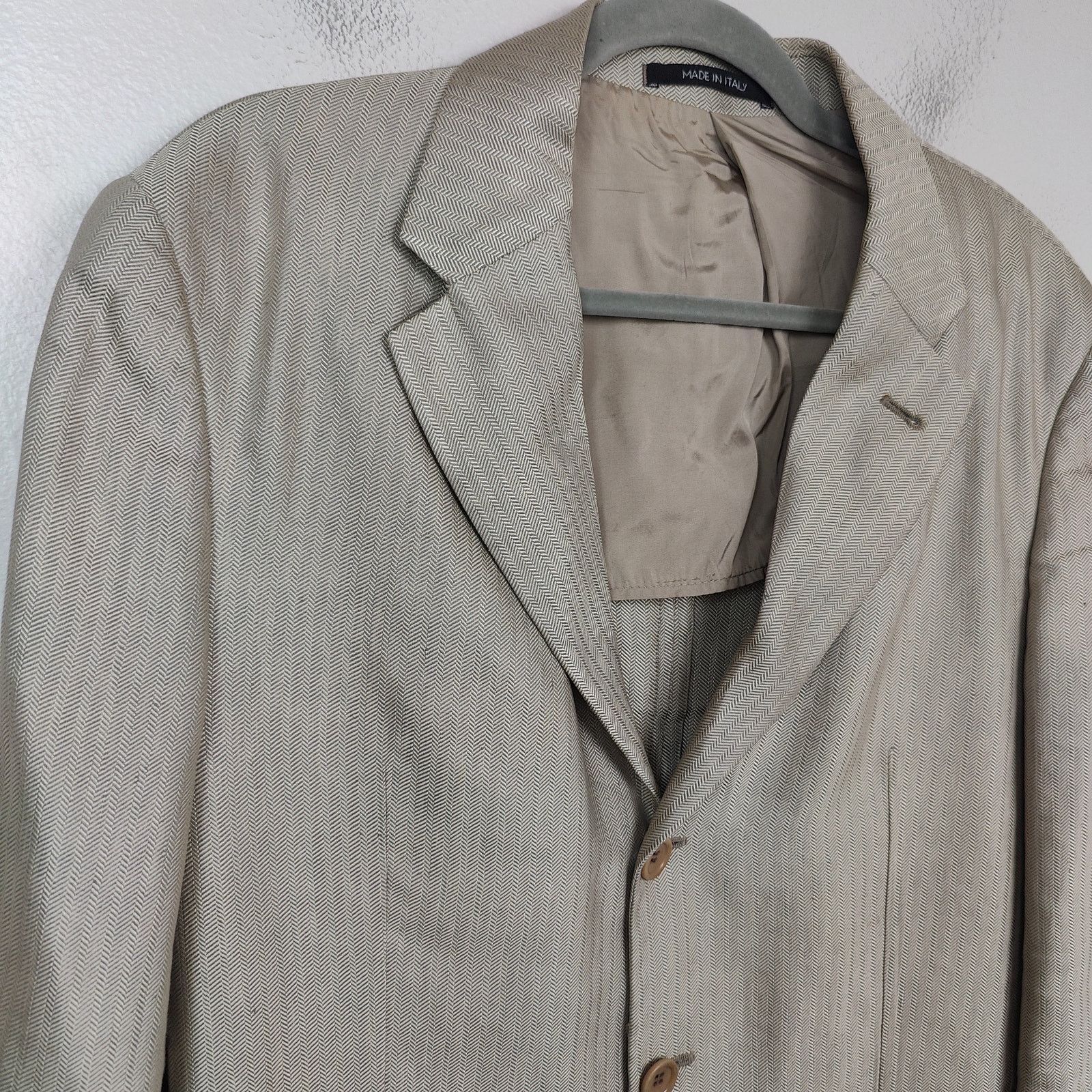 Armani Collezioni Armani Collezioni Silk Blend Blazer Mens 42R Gray Size 42R - 2 Thumbnail