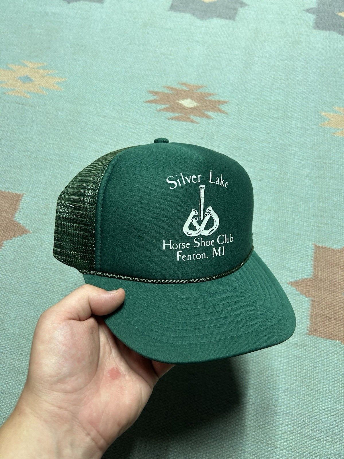 Vintage Vtg trucker hat silver lake horse shoe club Fenton Michigan Size ONE SIZE - 1 Thumbnail
