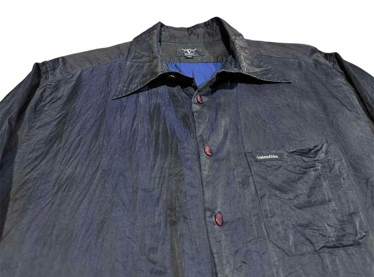 🔥Rare Vintage Valentino Waxed Shirt Black Iridescent Blue