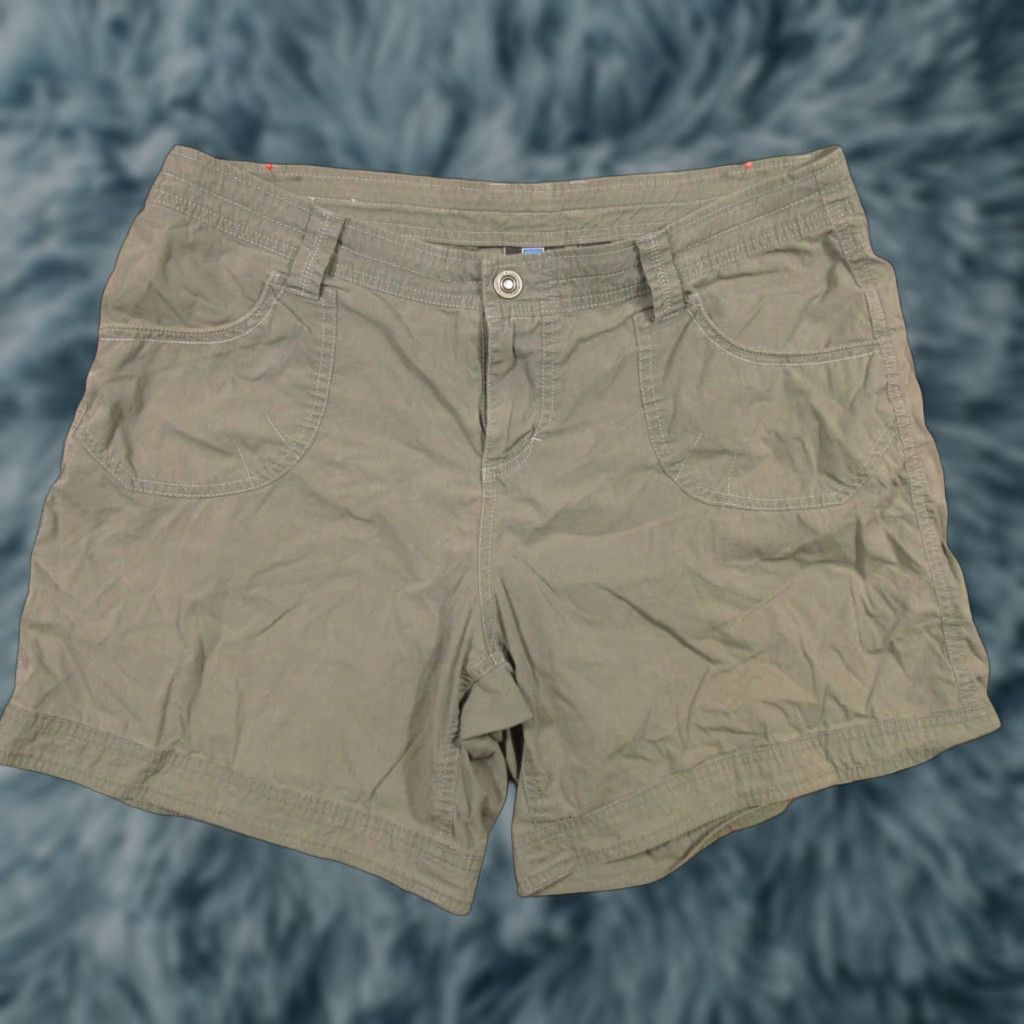 Vintage Kuhl Shorts Women 14 Gray Hiking Cotton Nylon Performance Stretch Zip Pocket 38x7 Size 36" / US 14 / IT 50 - 1 Thumbnail