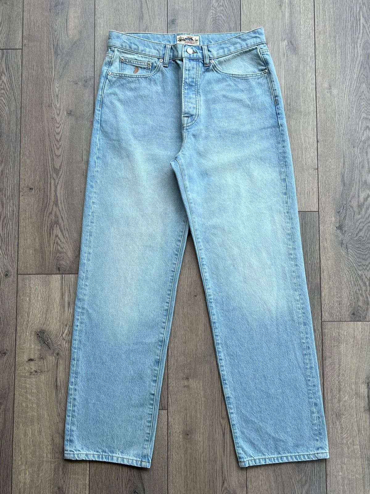 STUSSY NEW CLASSIC JEAN DENIM LEOPARD 32 stussy NEW CLASSIC