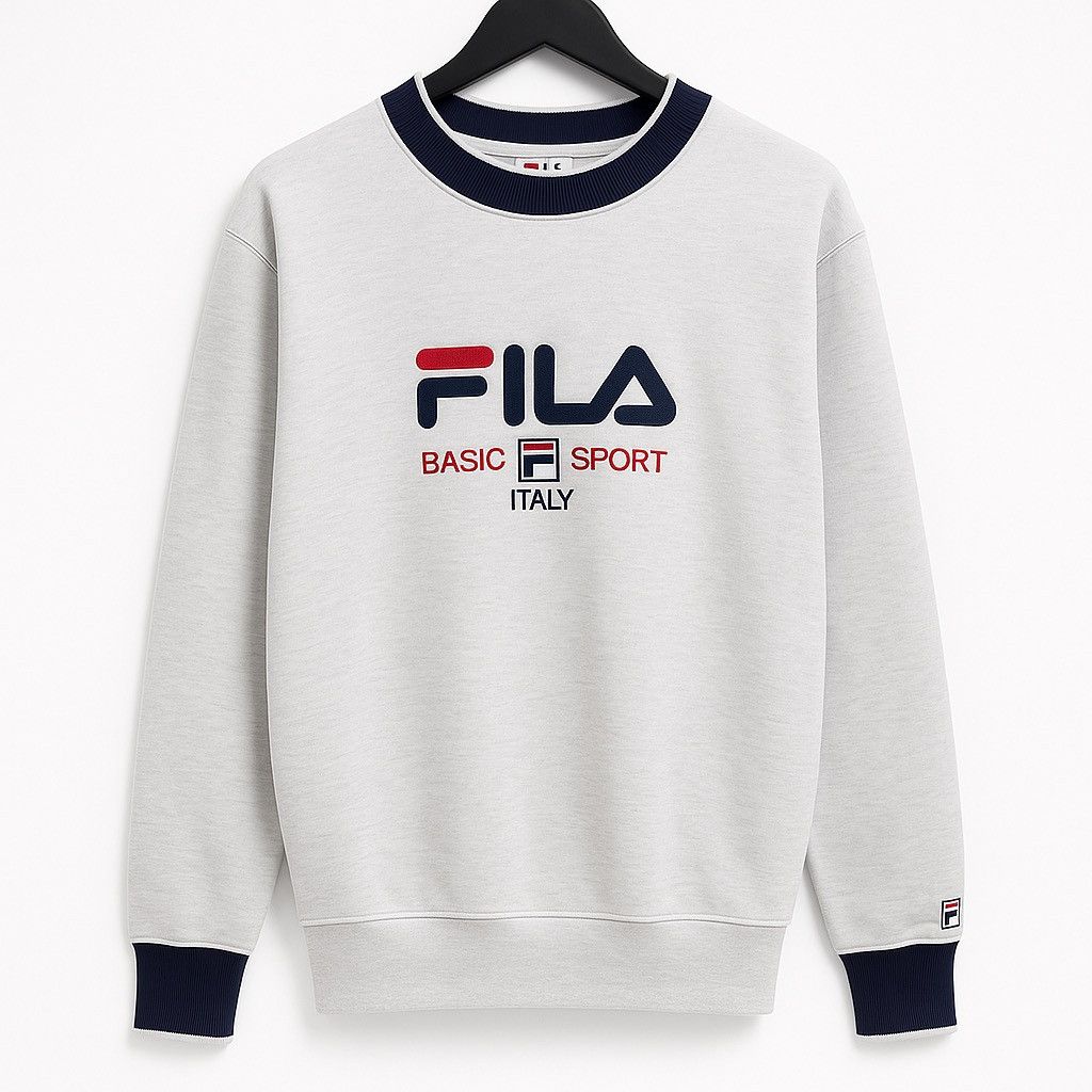 Fila Vintage FILA Basic Sport Italy Sweatshirt Gray Navy Trim Size US L / EU 52-54 / 3 - 1 Thumbnail