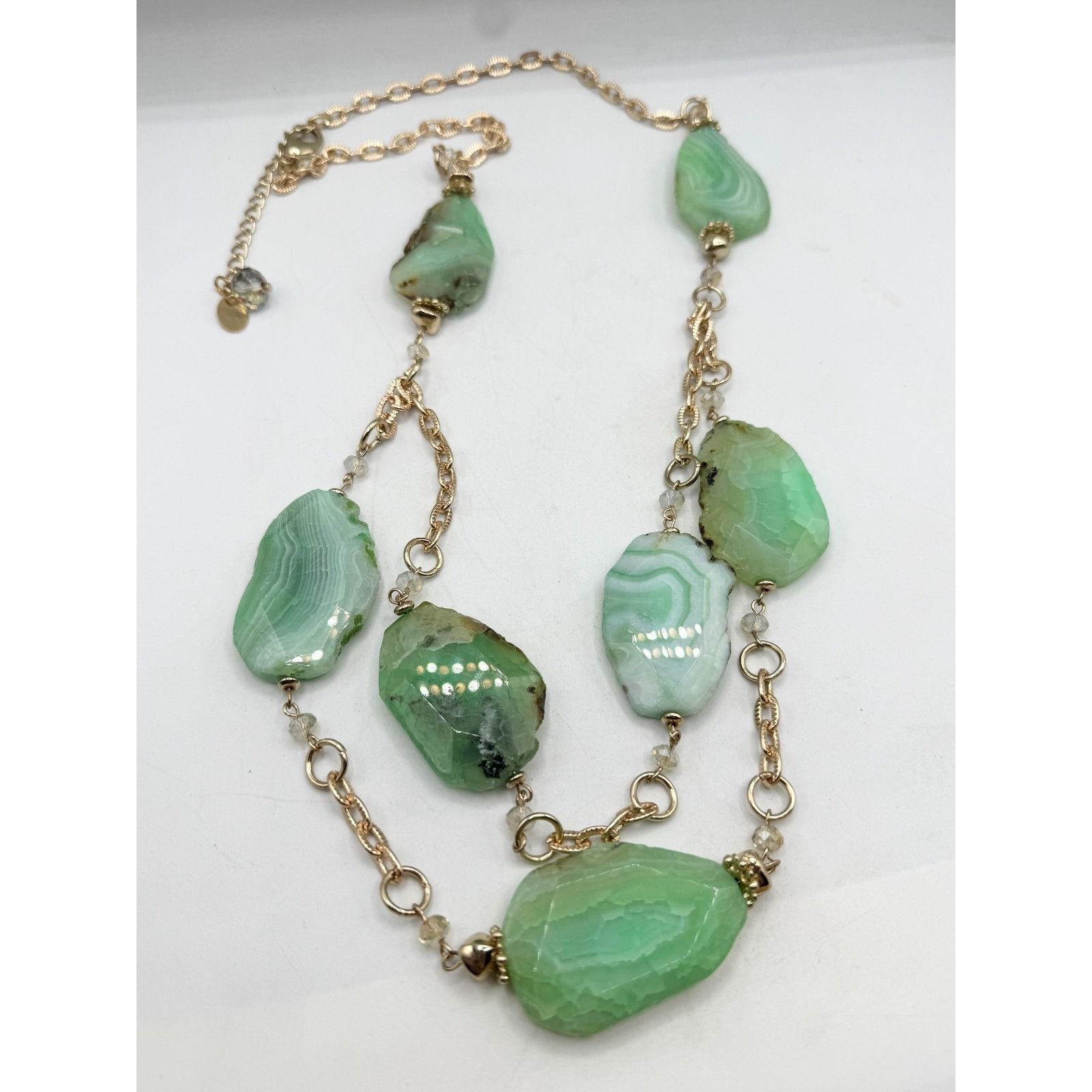 Other Vintage green stone geode crystal double strand necklace Size ONE SIZE - 4 Thumbnail