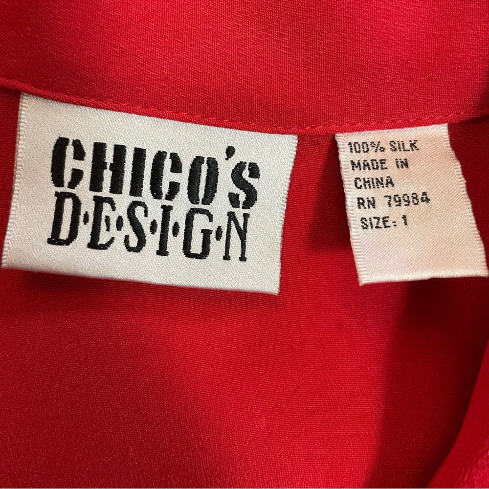 Chicos Chico's Design 100% Silk Red Shirt Jacket Size 1 US M Size M / US 6-8 / IT 42-44 - 5 Thumbnail