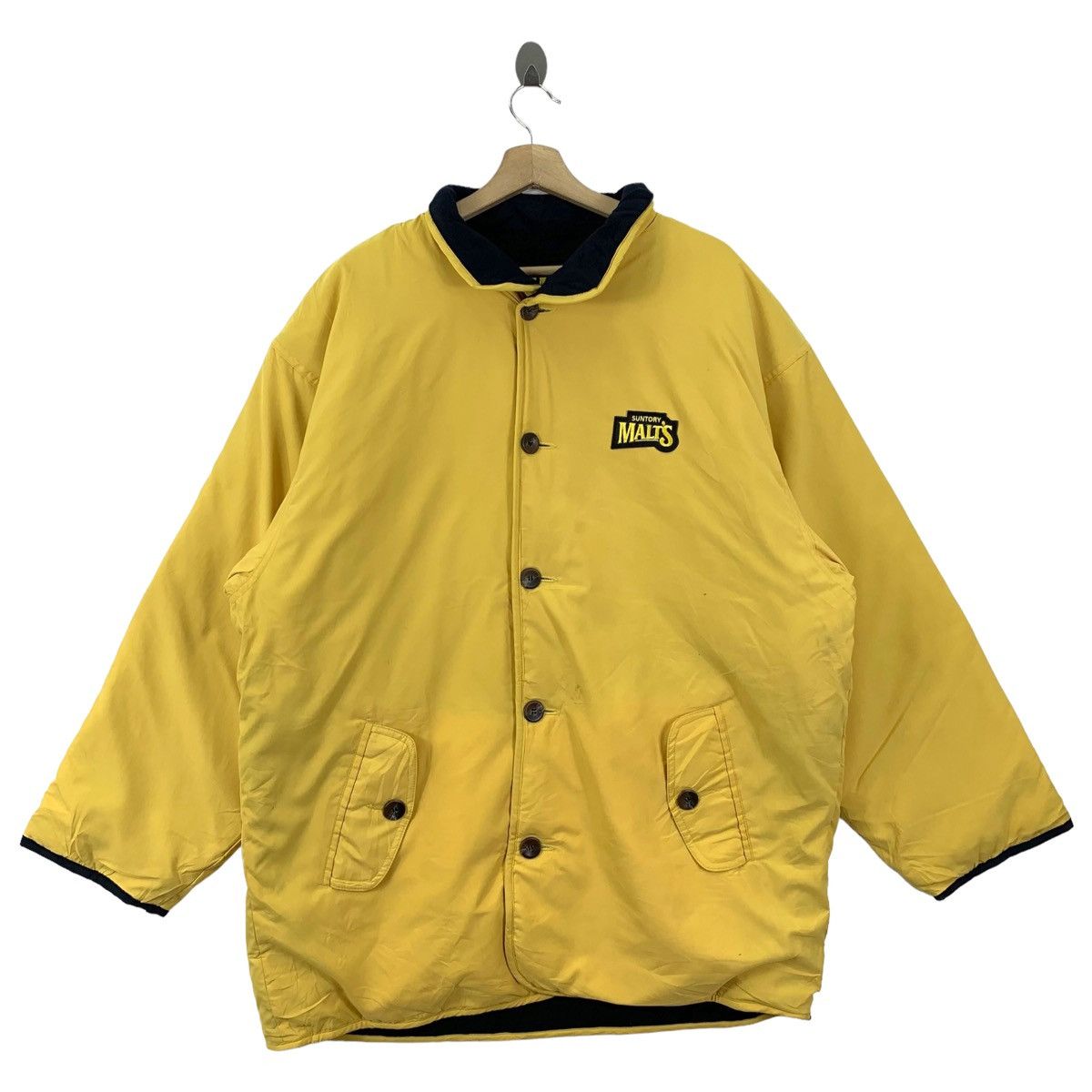 image of Vintage Suntory Malts Long Coat Jacket Parka in Yellow, Men's (Size 2XL)