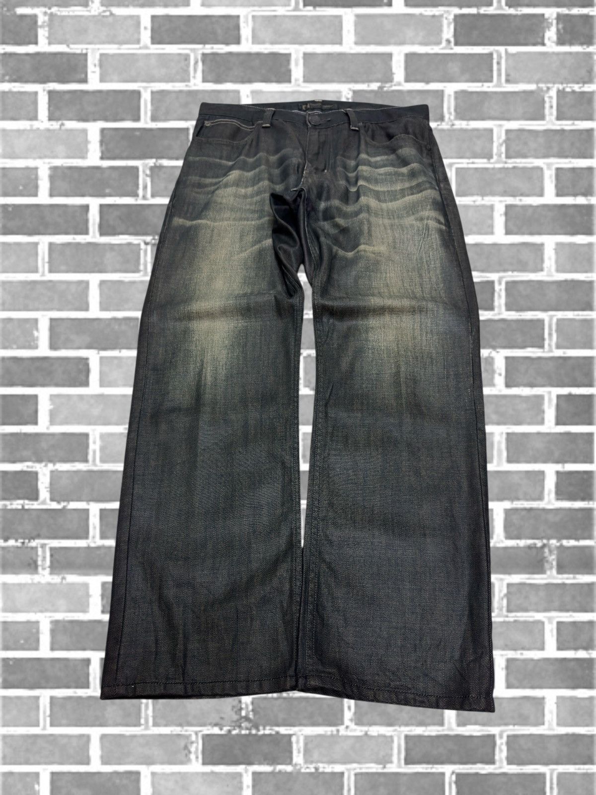 Hysteric Glamour Vintage Back Number Black Coated Waxed Claw Mark Jeans Size US 34 / EU 50 - 1 Thumbnail