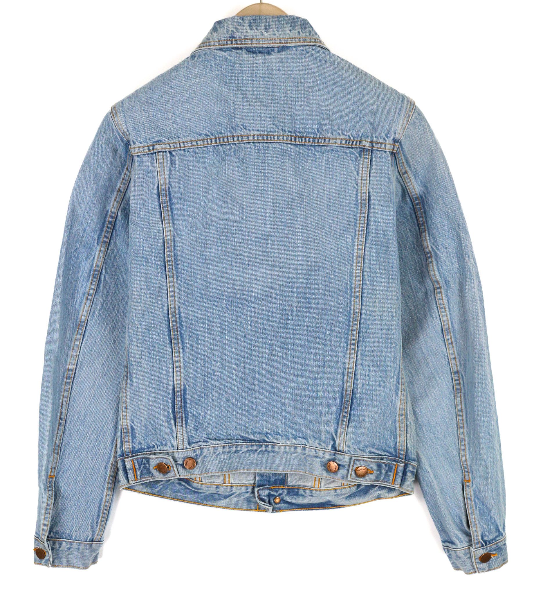 Nudie Jeans S Mid Blue Denim Polo Neck Pockets Logo Jacket 82448 Size US S / EU 44-46 / 1 - 2 Thumbnail