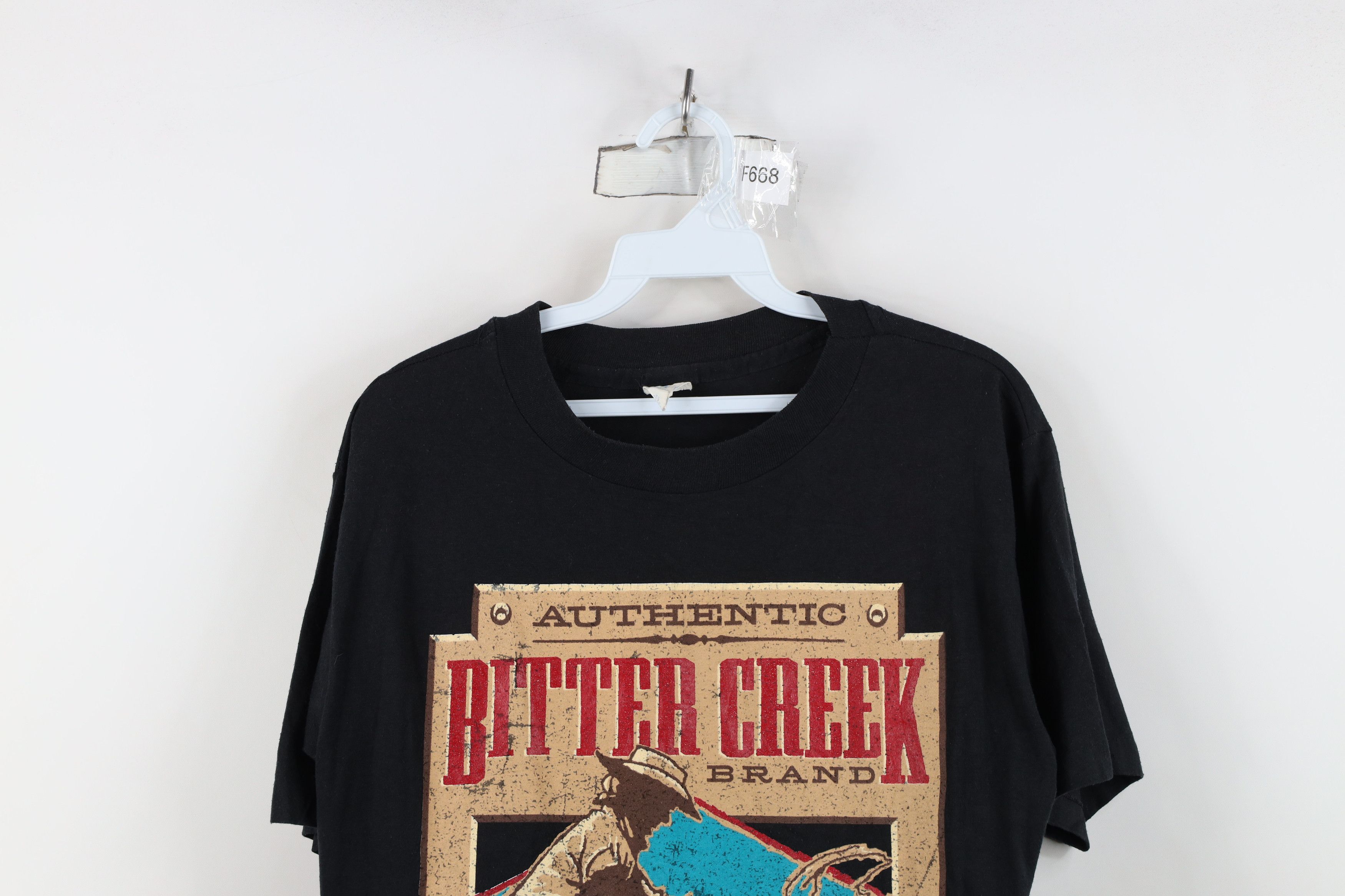 Vintage Vintage 90s Bitter Creek Western Cowboy T-Shirt Black USA Size US M / EU 48-50 / 2 - 2 Thumbnail