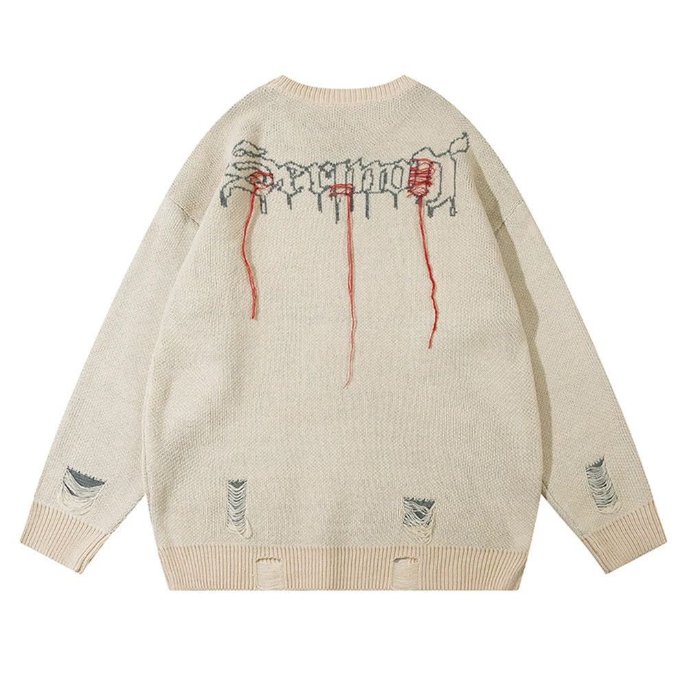 Vintage Men's high street fashion skull skeleton tassel sweater Size US 32 / EU 48 - 2 Thumbnail