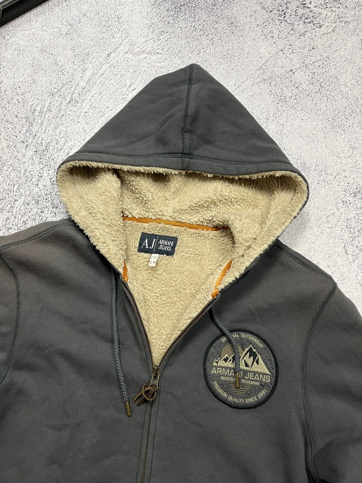 Giorgio Armani × Japanese Brand Armani Jeans Faded Japanese Fur Zip Hoodie Sherpa Jacket Size US M / EU 48-50 / 2 - 7 Thumbnail