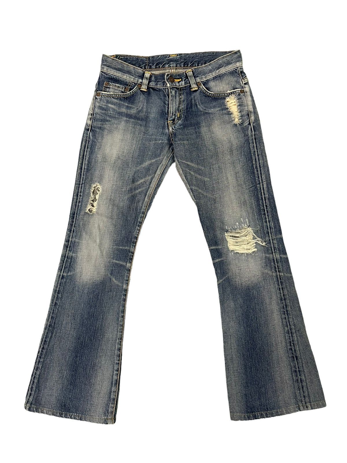 Edwin Flare Jeans Edwin Japan Distress Low Rise Boot Cut 6🟦3 Size US 29 - 2 Thumbnail