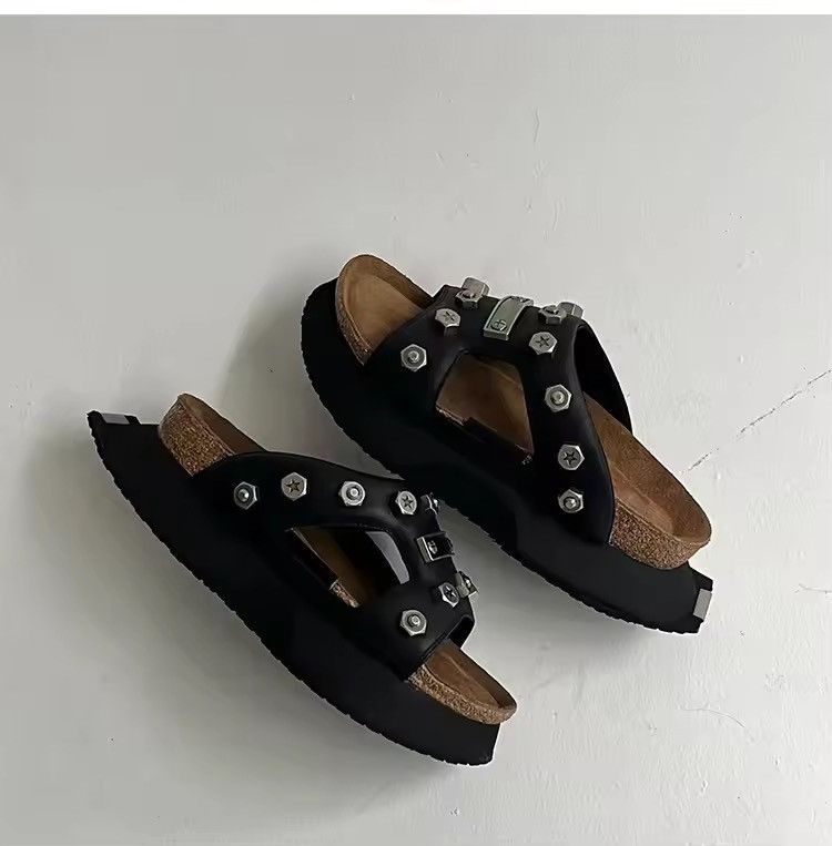 Other Gothic Punk PU Leather Outdoor Metal Slippers Boots Size US 9 / IT 39 - 4 Thumbnail