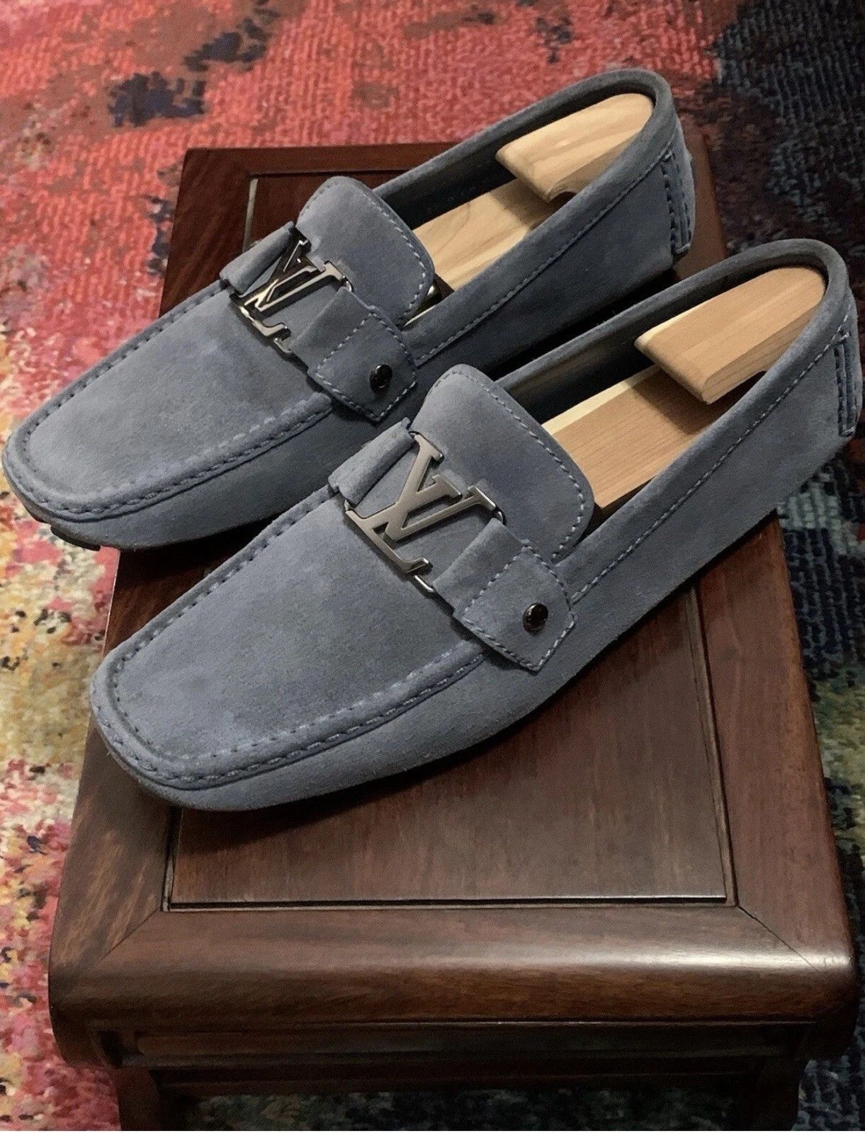Louis Vuitton Men's Monte Carlo Light Blue Suede Loafers