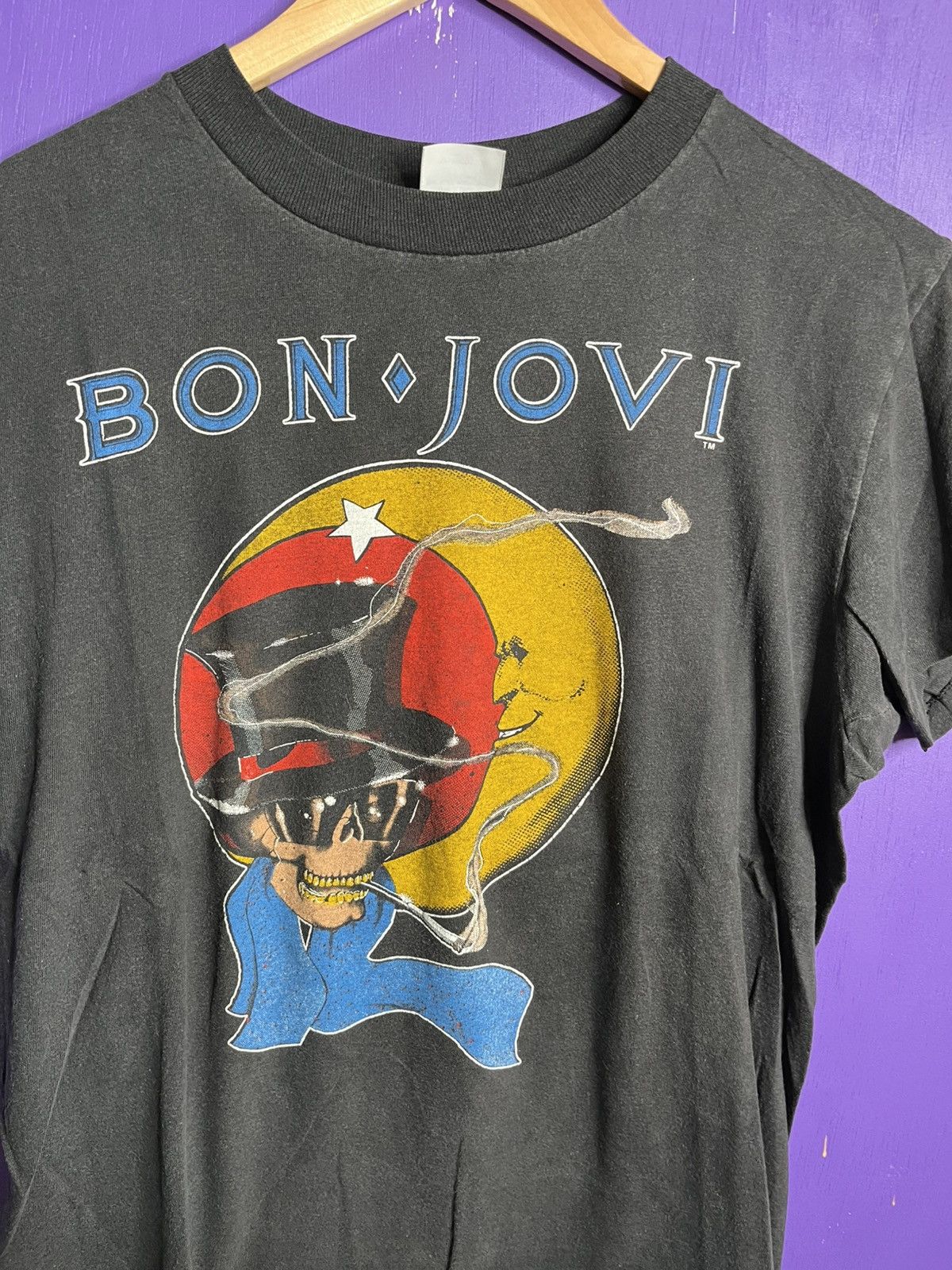 Band Tees × Vintage Vintage 80s Bon Jovi rocks your ass off tour tee Size US M / EU 48-50 / 2 - 3 Thumbnail