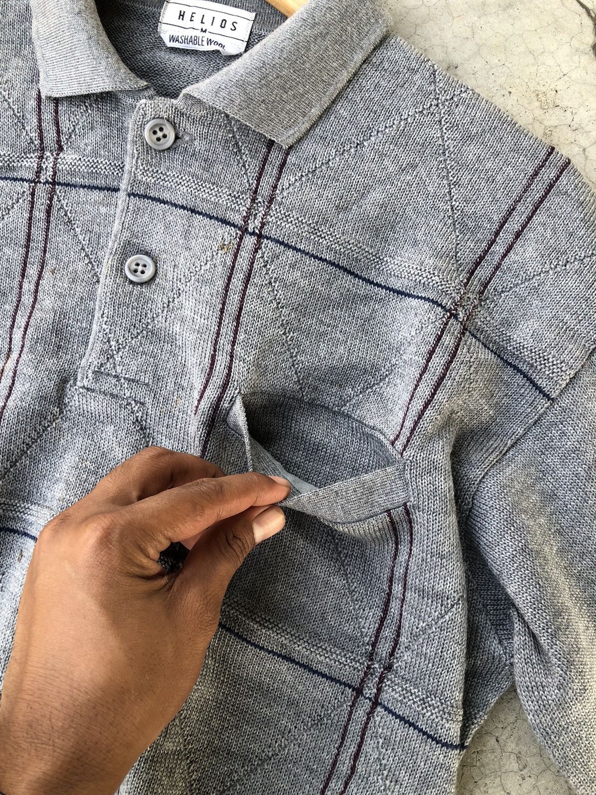 Aran Isles Knitwear × Homespun Knitwear Polo Pattern Knitsweater chackered Jumper With Pocket Size US M / EU 48-50 / 2 - 5 Thumbnail