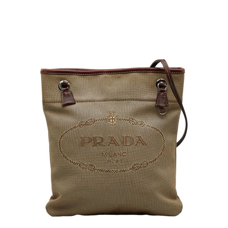 image of Prada Canapa Logo Crossbody Bag in Brown, Women's