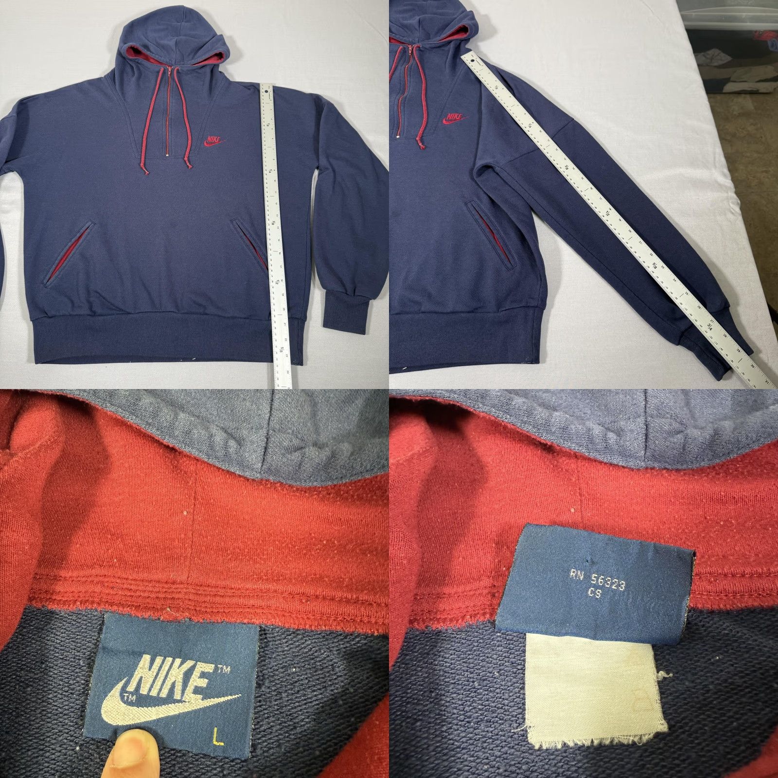 Nike Vintage Nike Hoodie Mens Large Blue 1/4 Zip Fleece Sweater Pullover 80s Gym USA Size US L / EU 52-54 / 3 - 8 Thumbnail