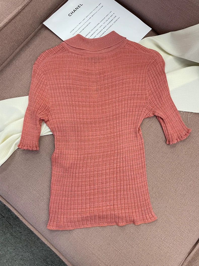 Chanel Chanel 22P orange diamond buckle knitted short sleeves Size XS / US 0-2 / IT 36-38 - 4 Thumbnail