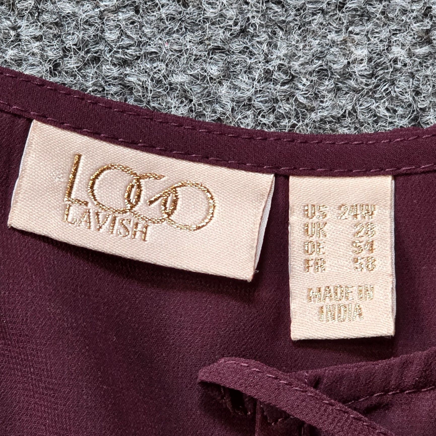 Vintage LOGO by Lori Goldstein Top Women 24W Purple Burgundy Sheer Beaded Western Prairie Blouse Size 4XL / US 24-26 - 5 Thumbnail
