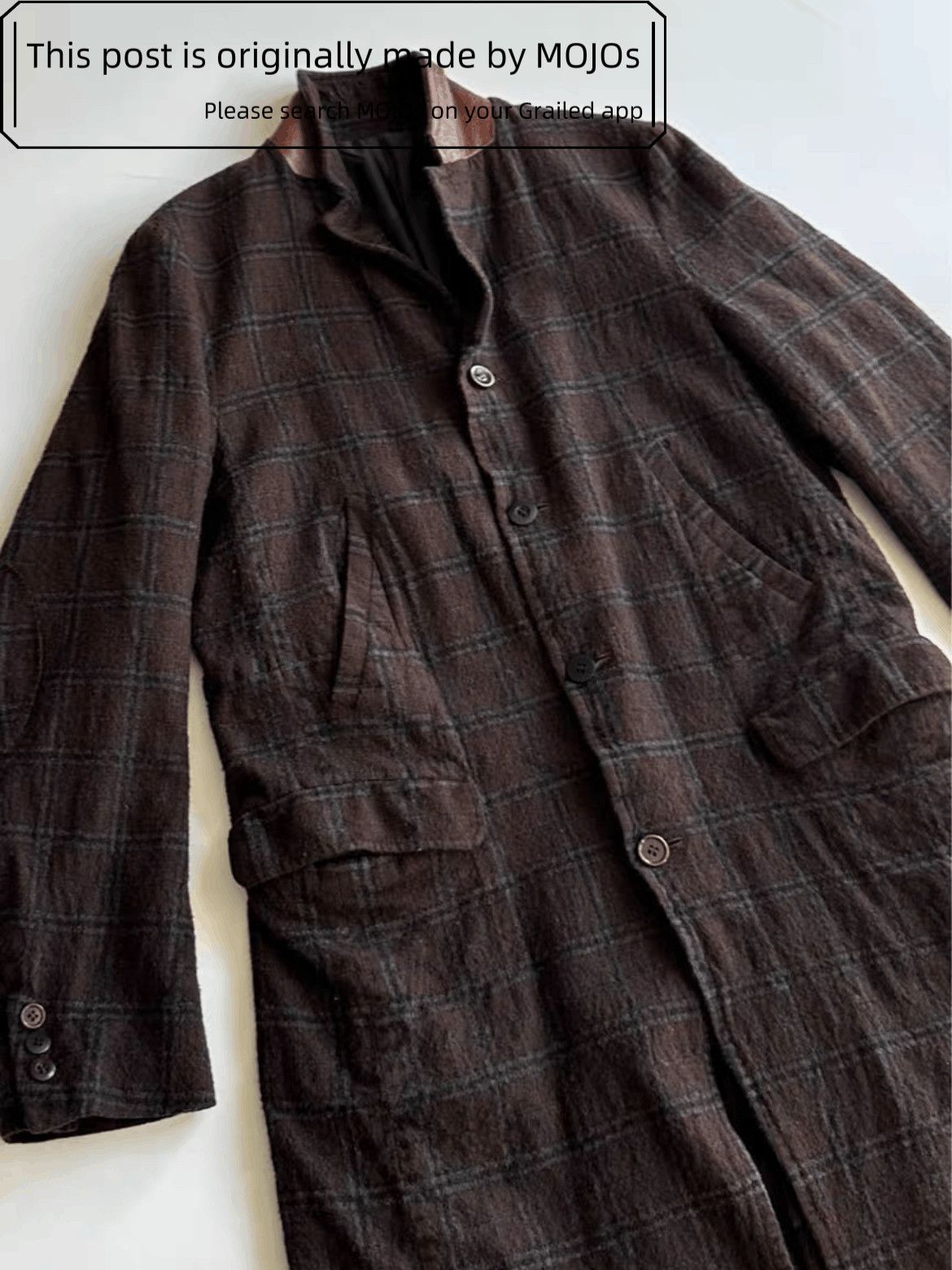 Undercover Sz 2 Undercover Leather Neck Fulling Milling Plaid Coat Size US M / EU 48-50 / 2 - 1 Thumbnail