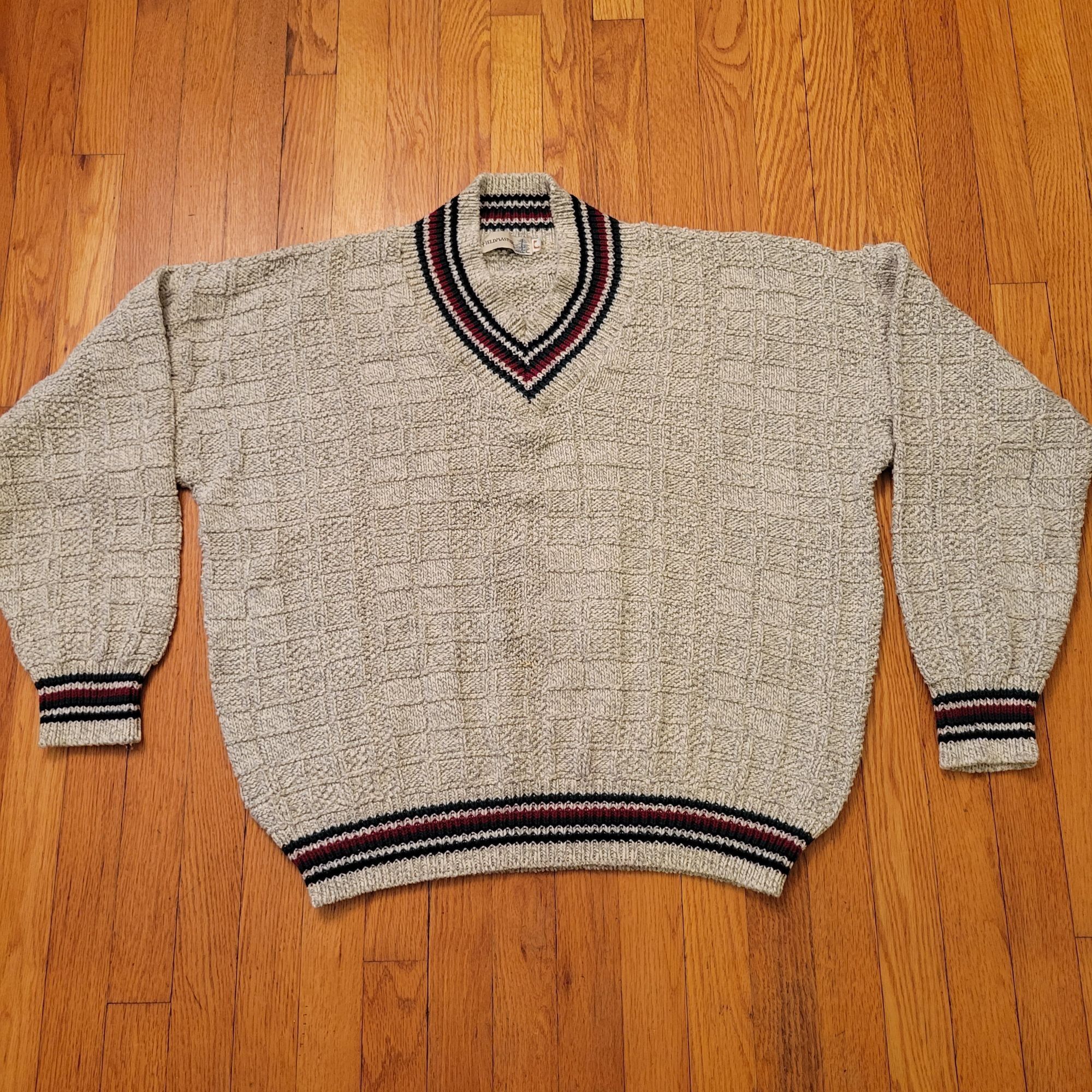 Fieldmaster Vintage Fieldmaster Sweater XL Classic Knit V Neck Gray Cott Size US XL / EU 56 / 4 - 1 Thumbnail