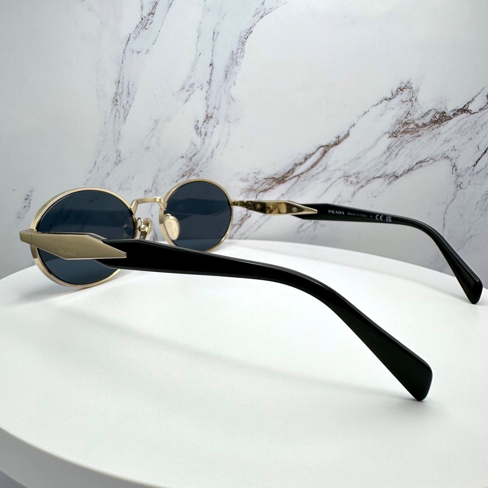 Prada New PRADA Sunglasses Metal Oval Black PRADA Symbole Logo Size ONE SIZE - 21 Thumbnail