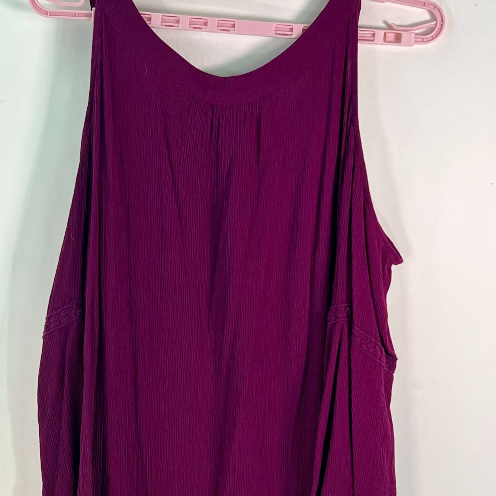 Vintage Terra & Sky Womens Cold Shoulder Sleeves Peasant Plum Purple Dress 1X 16W-18W Knee Length Sleeved Solid Purple Dress Womens Size XL / US 12-14 / IT 48-50 - 4 Thumbnail