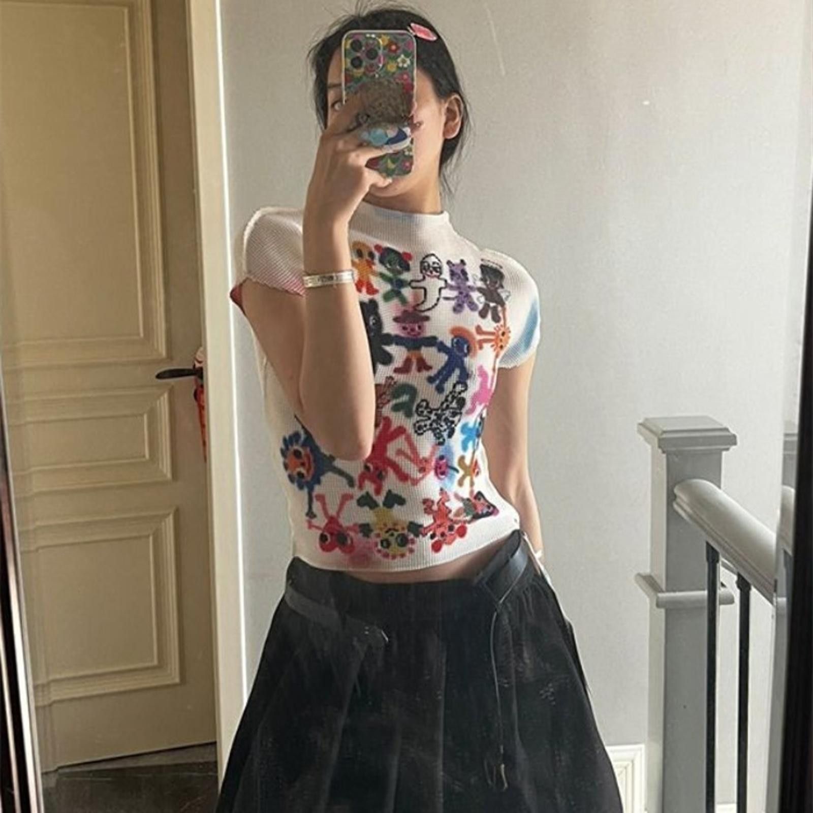 The Unbranded Brand Y2k Aesthetic Fashion Cropped Tops Women Short Sleeve Size ONE SIZE - 1 Thumbnail