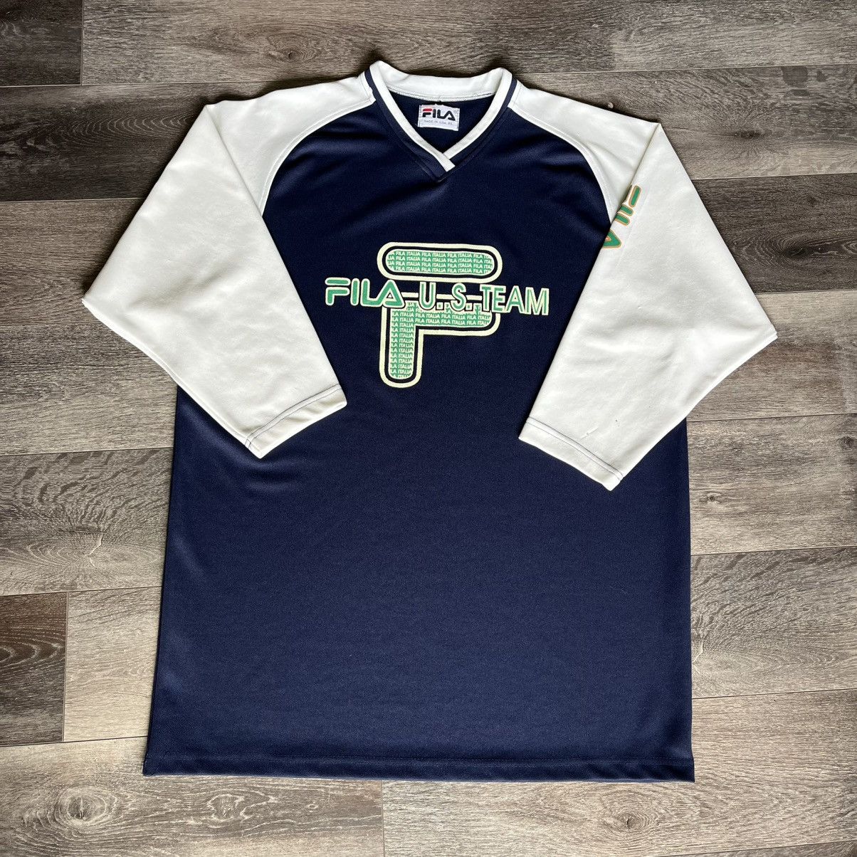 Fila Vintage 1990s FILA US Team Longsleeve Jersey Shirt Hockey Size US XL / EU 56 / 4 - 1 Thumbnail